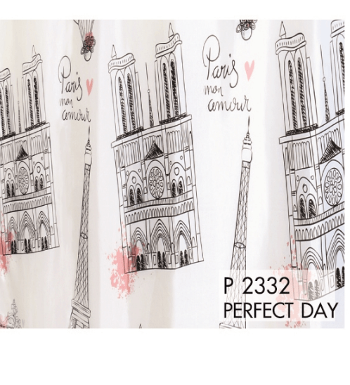 WSP ม่านห้องน้ำโพลีเอสเตอร์ ลายปารีส รุ่น SCP-23/P2322 ขนาด 180x180 ซม. สีขาว