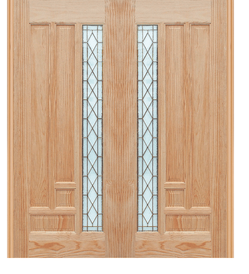 WINDOOR ชุดประตูไม้สนนิวซีแลนด์พร้อมกระจก ขนาด 80x200ซม. พีระมิด Com6