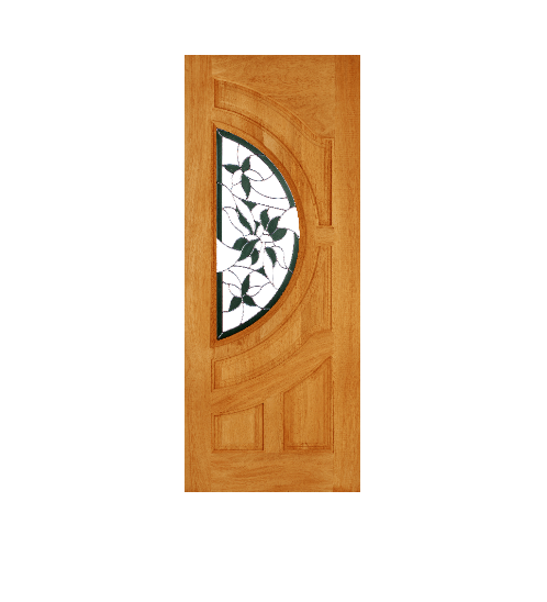 WINDOOR ประตู+กระจก สัก ขนาด 40x200 ซม. GLARING GREEN S/L สีน้ำตาล