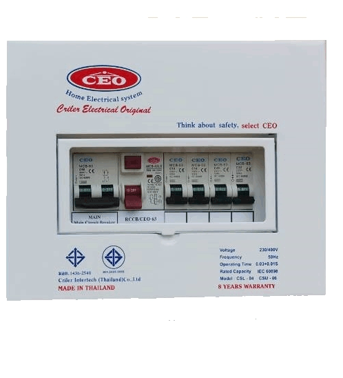 CEO เครื่องตัดไฟฟ้าอัตโนมัติ 4 ช่อง 63A กันดูด