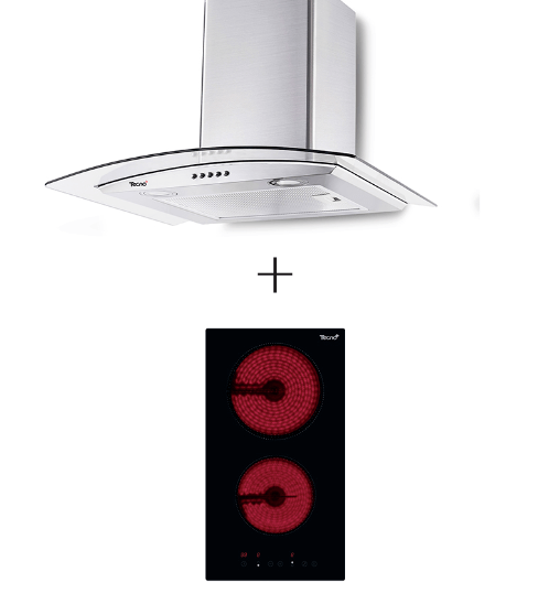 TECNOPLUS ชุดเซ็ทเครื่องดูดควัน +เตาไฟฟ้า 3460K-AC+ TNP VT 302 DG คละสี