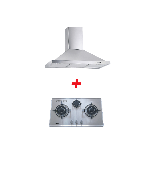 TECNOGAS ชุดเซ็ทเตาแก๊สและเครื่องดูดควัน Set Hob 3073 SS-Hood TNS 90 SS สเตนเลส