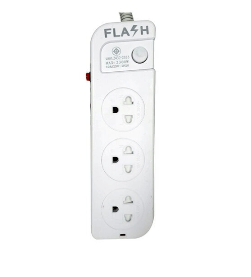 FLASH รางปลั๊กไฟ 3ช่อง 1สวิทซ์ สายไฟยาว 3 m. รุ่น CF-431/3m. สีขาว