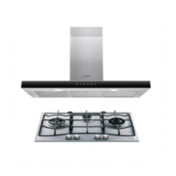 ARISTON ชุดเซ็ทเครื่องดูดควันแบบกระโจม+เตาแก๊ส AHBS 9.7 F+PCN 731 T สีโครเมี่ยม