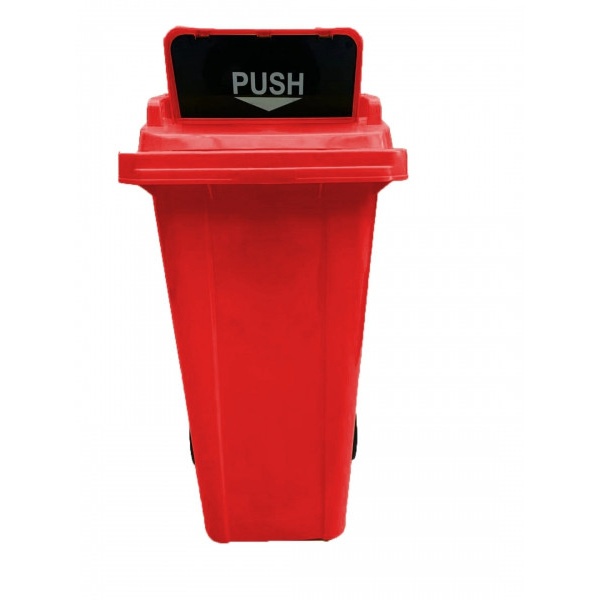ICLEAN ถังขยะเทศบาลฝาสวิง 120ลิตร XDL-120A-3R สีแดง