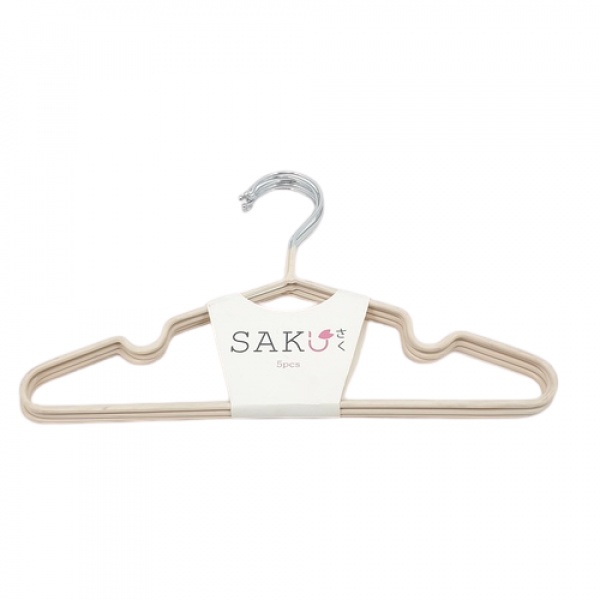 SAKU ไม้แขวนเสื้อเหล็กเคลือบ สำหรับเด็ก บรรจุ 5 ชิ้น/แพ็ค AN21 สีกากี