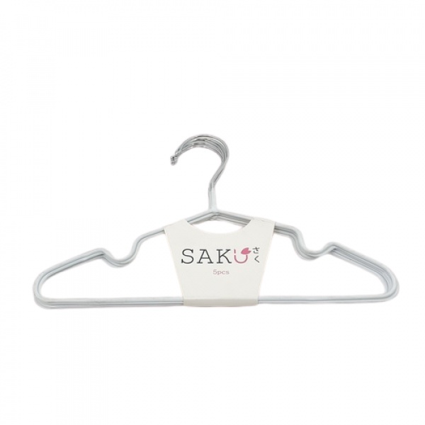 SAKU ไม้แขวนเสื้อเหล็กเคลือบ สำหรับเด็ก บรรจุ 5 ชิ้น/แพ็ค AN22 สีขาว