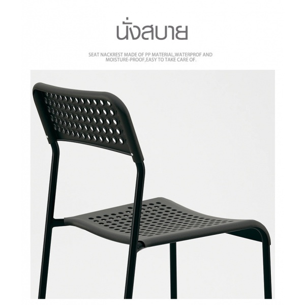 Delicato เก้าอี้พลาสติก  ขนาด 38.5×55.5×77ซม.   6022-A  สีดำ