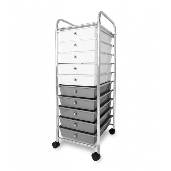 GOME ชั้นลิ้นชักพลาสติก 10 ชั้น ORGANIZER ขนาด 32.5x38.5x96.2ซม. สีขาว-เทา DMJ06