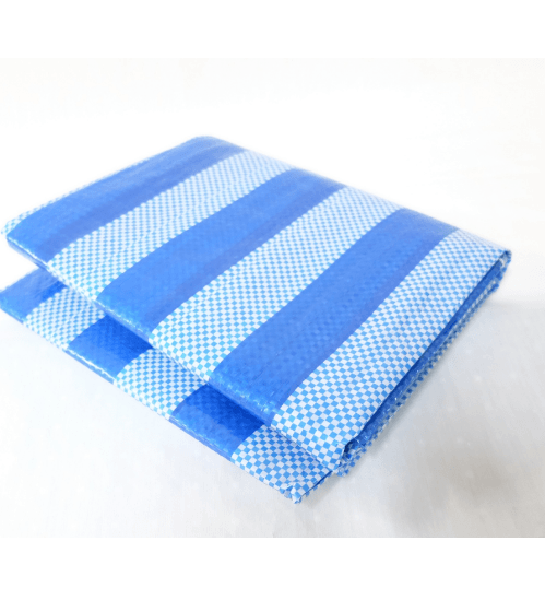 POLLO ผ้าพลาสติกสาน 3y*4m สีฟ้า-ขาว 3y*4m สีฟ้า-ขาว