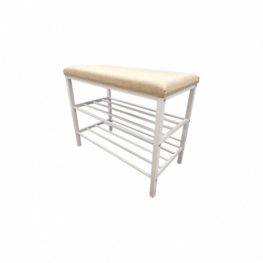 COZY ชั้นวางรองเท้า 2 ชั้น พร้อมเบาะนั่ง ขนาด 60x30x48ซม. C&D18-702 สีขาว