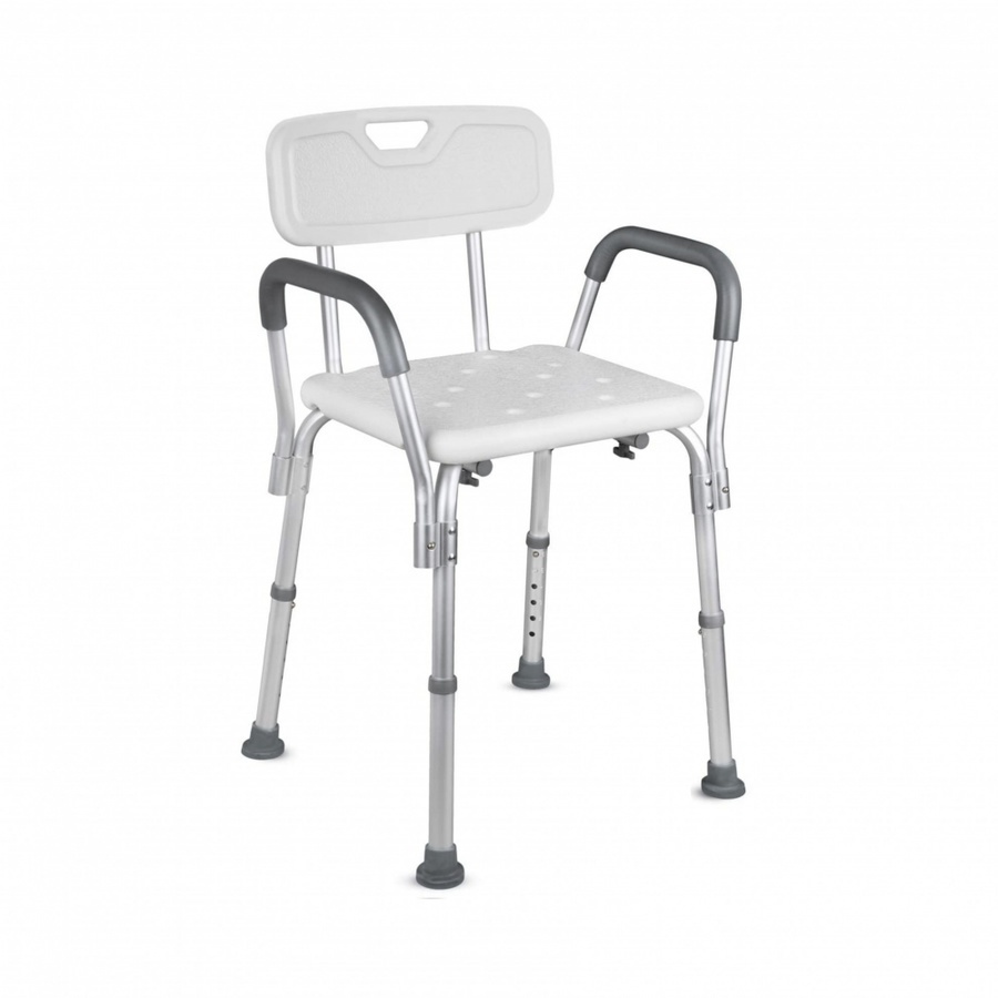 Verno เก้าอี้อาบน้ำมีพนักพิงและที่วางแขน รุ่น 6KM004 ขนาด 50x40x83 ซม.  สีขาว