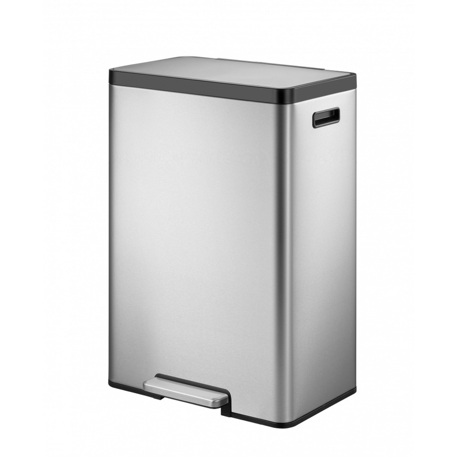 EKO ถังขยะขาเหยียบเหลี่ยม 45 ลิตร รุ่น ECOCASA-II EK9138MT ขนาด 45x34x66 ซม. สีเงิน