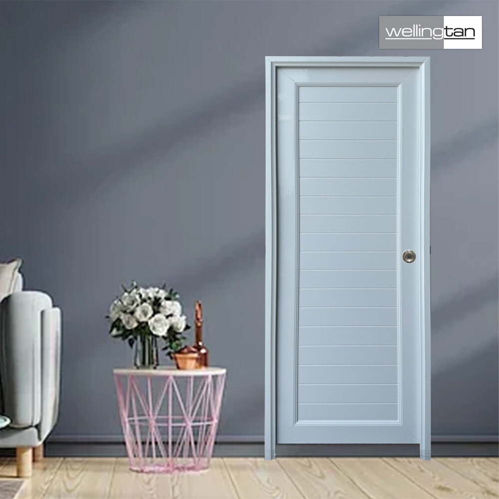 WELLINGTAN ประตู UPVC พร้อมวงกบบานพับ WK-UPL01 70x200ซม. สีขาว (ไม่เจาะลูกบิด)
