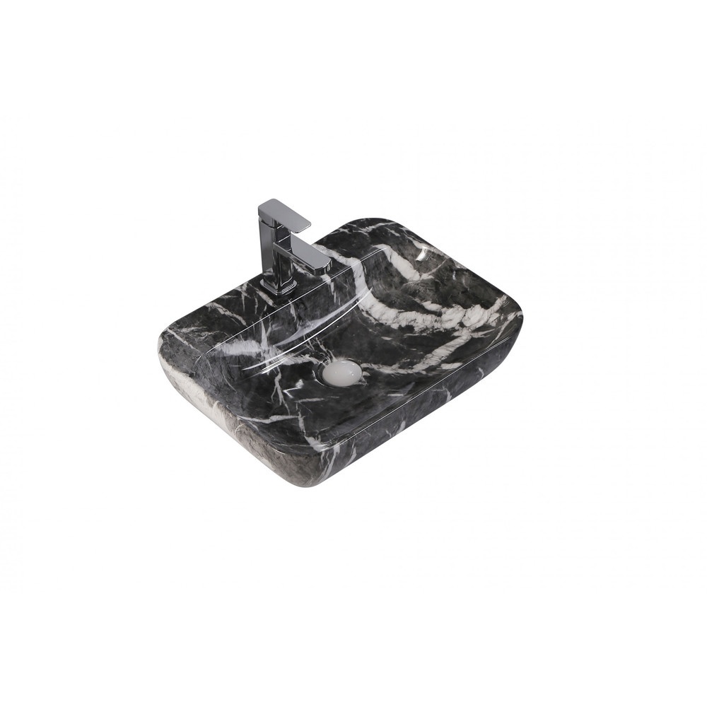 Verno อ่างวางบนเคาน์เตอร์ ขนาด 55x42x14cm รุ่น Black Carara marble VN-1051D สีดำ