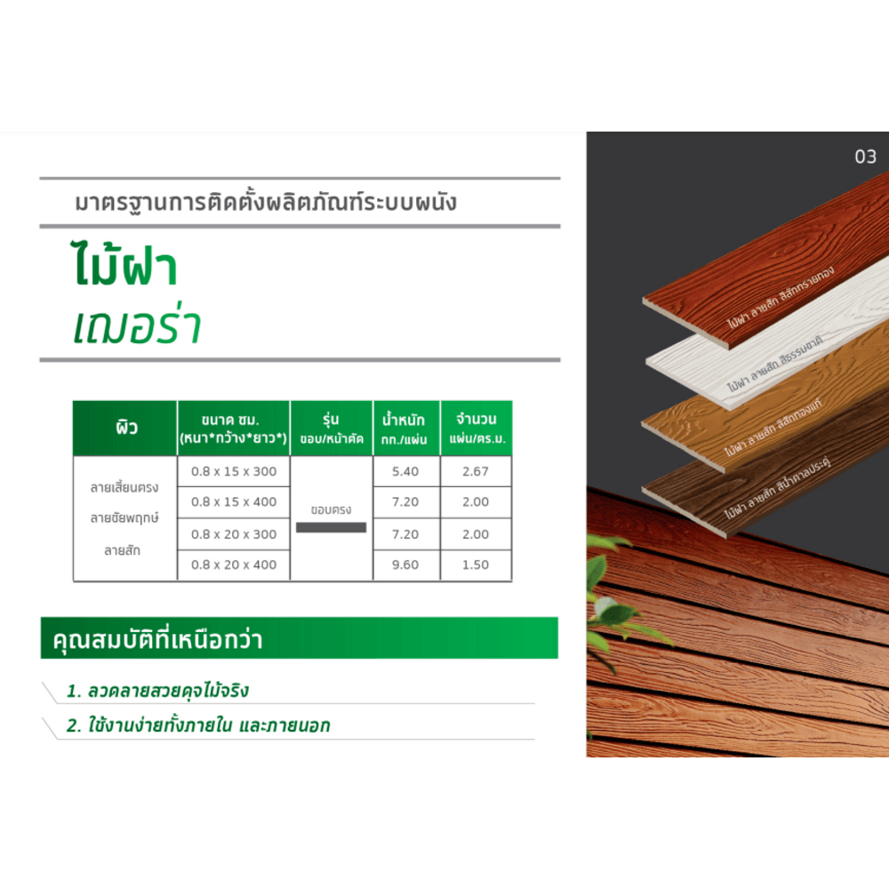 เฌอร่า ไม้ฝา รุ่นขอบตรง ลายสัก 0.8x15x400ซม. สีน้ำตาลวอลนัท |GlobalHouse เฌอร่า ไม้ฝา รุ่นขอบตรง ลายสัก 0.8X15X400ซม. สีน้ำตาลวอลนัท |Globalhouse
