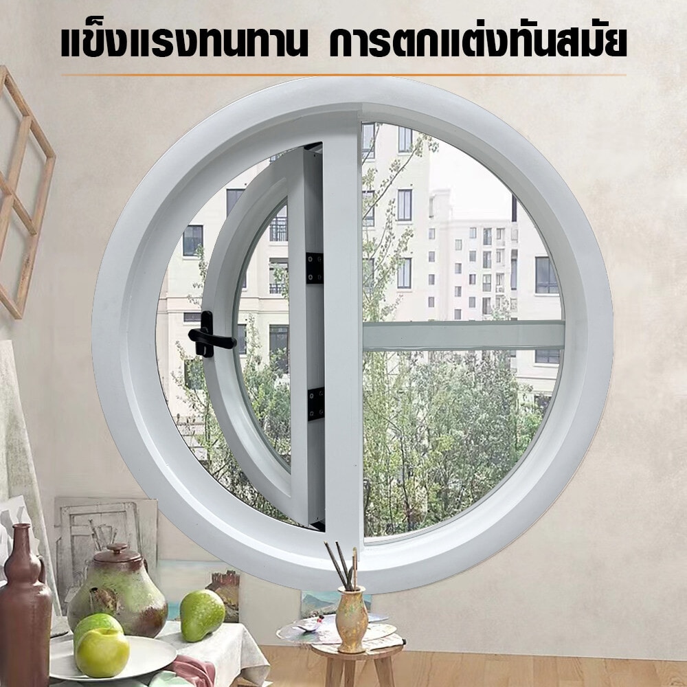 WELLINGTAN หน้าต่างช่องแสงวงกลม ตัวที แบบเปิดรุ่น TF10-W ขนาด 100x100 x10cm สีขาว
