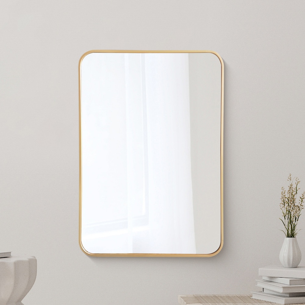 Nice ชุดกระจกอะลูมิเนียมทรงสี่เหลี่ยม 50x70 ซม. รุ่น คูปส์ 01-โกลว สีทอง