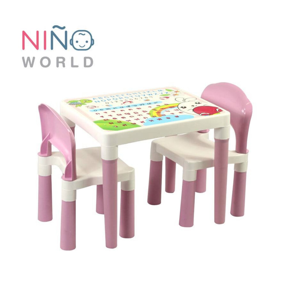 NINO WORLD ชุดโต๊ะเด็กแฟมิลี่เซ็ท รุ่น FT-207/AP (2+1) ขนาด 49x39x43 ซม.สีม่วง