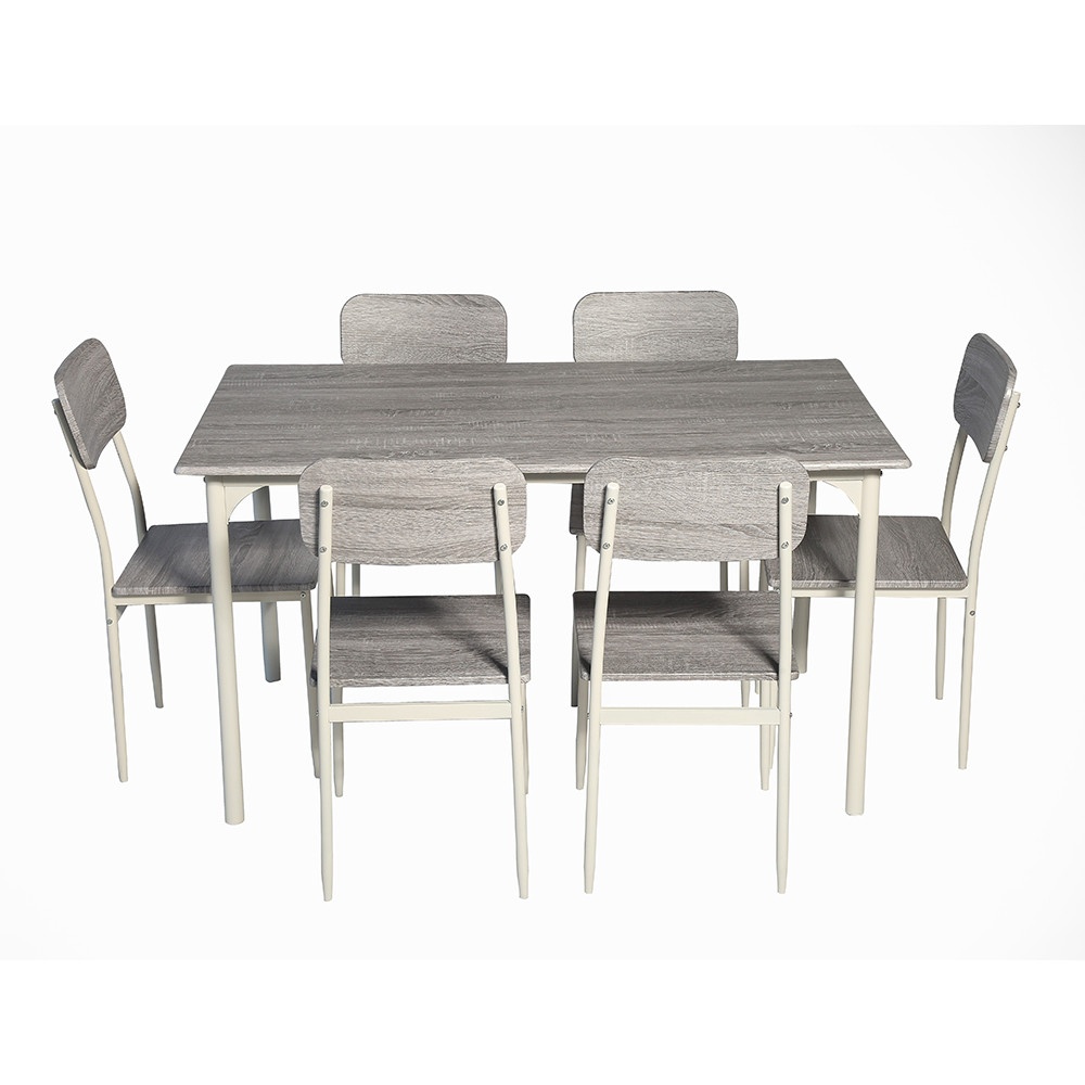 DELICATO ชุดโต๊ะอาหาร 6 ที่นั่ง รุ่น Nana โต๊ะ:140X80X76ซม. เก้าอี้:42x48x87ซม. สีไม้ธรรมชาติ