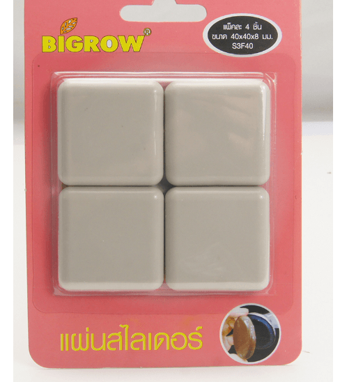 BIG ROW เฟอร์นิเจอร์สไลเดอร์ทรงสี่เหลี่ยม ขนาด40*40*8มม. รุ่นS3F40 สีครีม S3F40