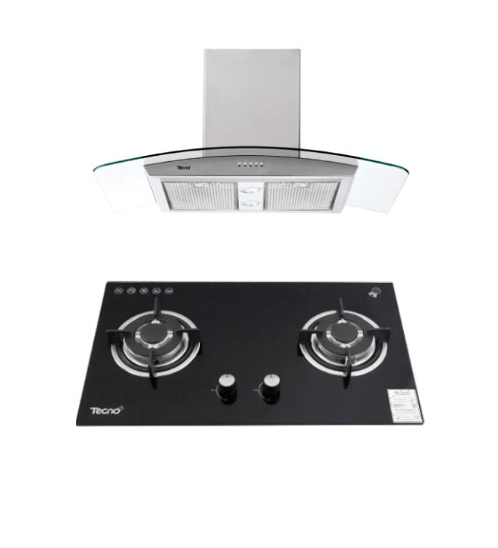 TECNOPLUS ชุดเซ็ท เครื่องดูดควัน + เตาแก๊ส 2 หัว HOB EHP 2GB+HOOD TNP 90 GS คละสี