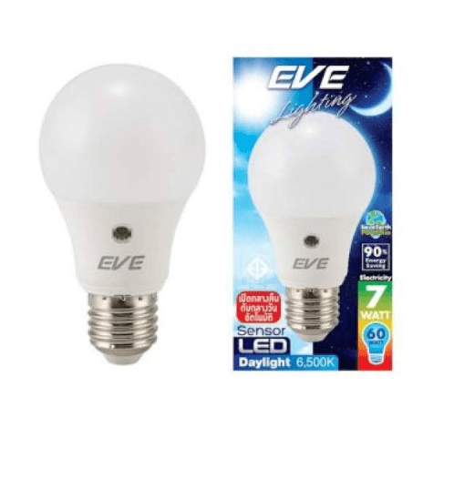 EVE หลอดไฟเซ็นเซอร์แสงแดด LED E27 A60 7W แสงเดย์ไลท์