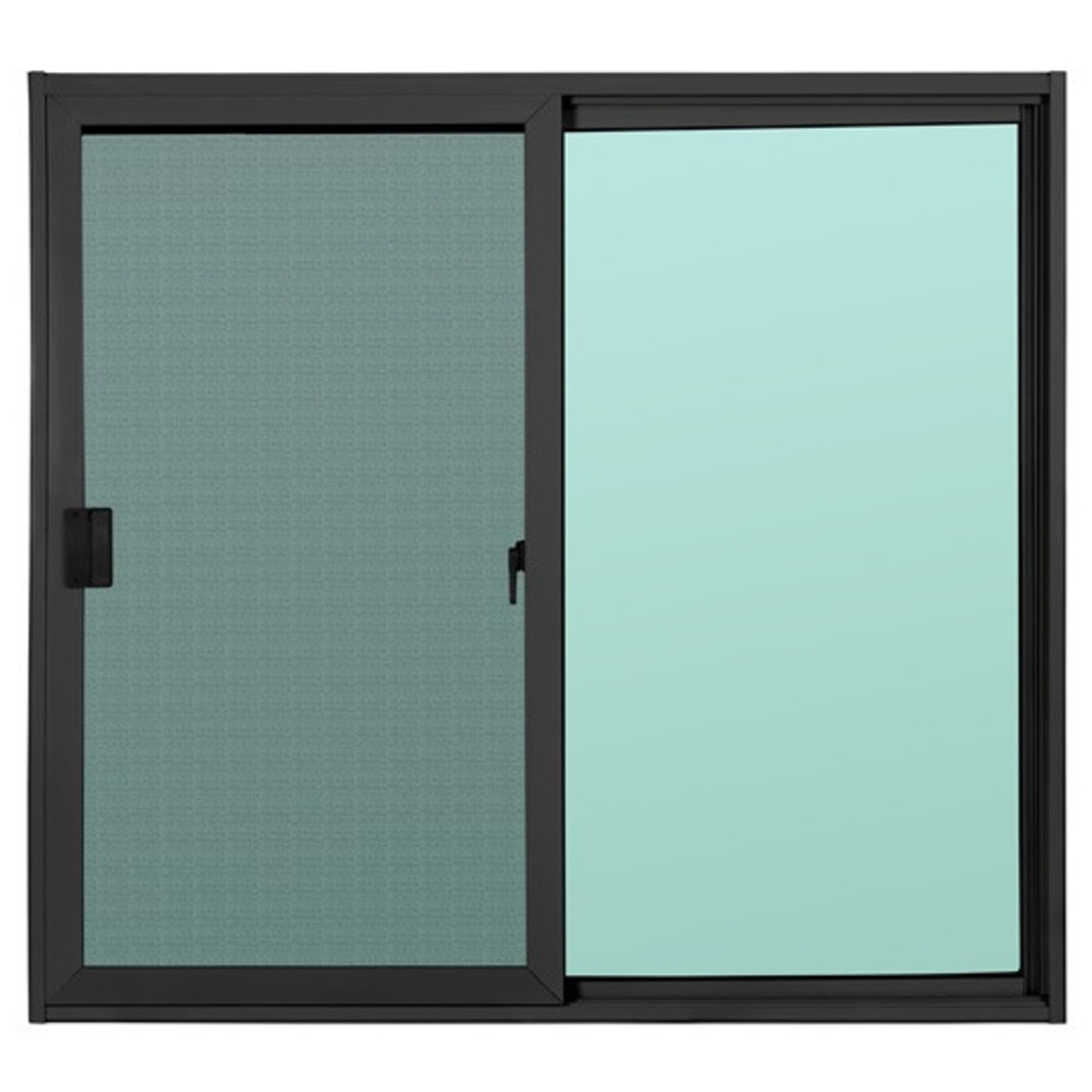 WELLINGTAN (LIKE) หน้าต่างอะลูมิเนียม บานเลื่อน SS W-AL/002 BL 120x110ซม. สีดำ พร้อมมุ้ง