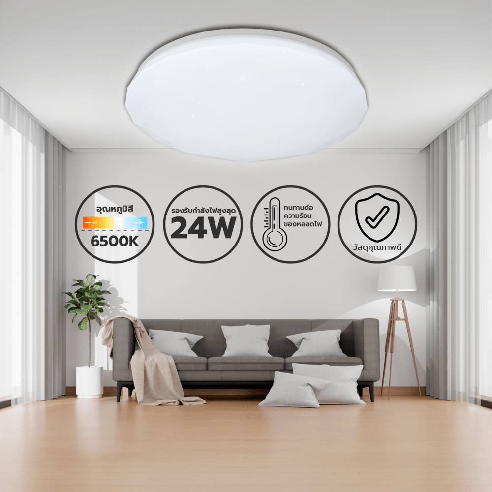 EILON โคมไฟเพดาน รุ่นMVY4001-SIN-24 24W แสงเดย์ไลท์