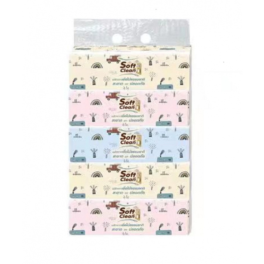 MIAO AI กระดาษทิชชู่พกพา ลายการ์ตูนแบบยาว 3 ชั้น ขนาด17.7x15.5x4.8 cm.รุ่น J240 (240x5 แผ่น/แพ็ค)