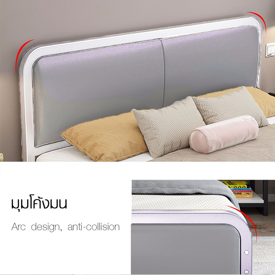 Truffle เตียงเหล็กหัวเบาะ 6 ฟุต BED115 ขนาด 180×200×95ซม. สีขาว