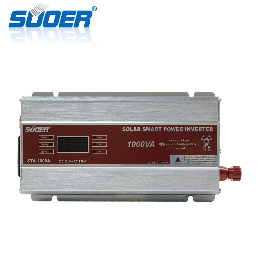 SUOER เครื่องแปลงไฟ Modified wave Inverter 12V รุ่น STA1000W/A (มีหน้าจอ)