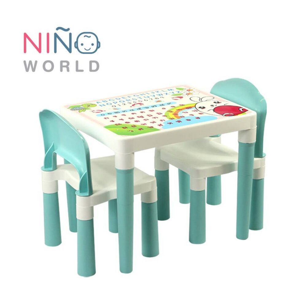 NINO WORLD ชุดโต๊ะเด็กแฟมิลี่เซ็ท รุ่น FT-207/AP (2+1) ขนาด 49x39x43 ซม.สีฟ้า