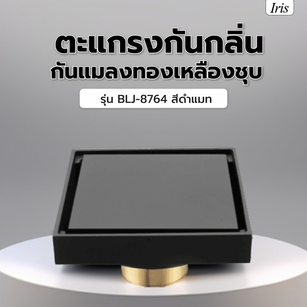 Iris ตะแกรงกันกลิ่น-กันแมลงทองเหลืองชุบ รุ่น BLJ-8764 สีดำแมท