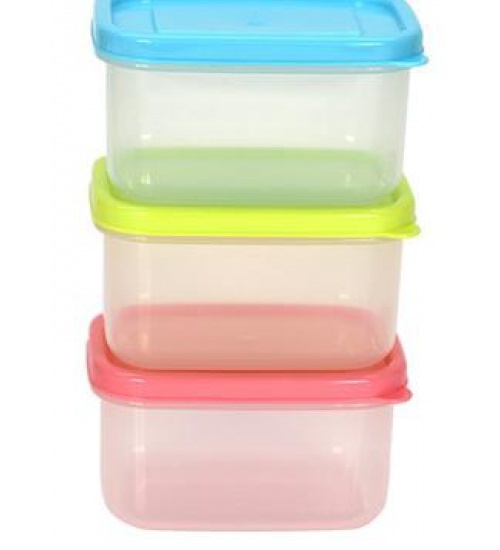 GOME ชุกล่องอาหารพลาสติกทรงสี่เหลี่ยม 3 ชิ้น/แพ็ค ZS3012 210ML.