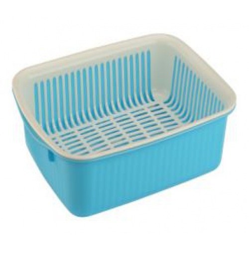 GOME ตะกร้าคว่ำจาน ขนาด 26.50x35x9 ซม. สีฟ้า-ขาว DYS003