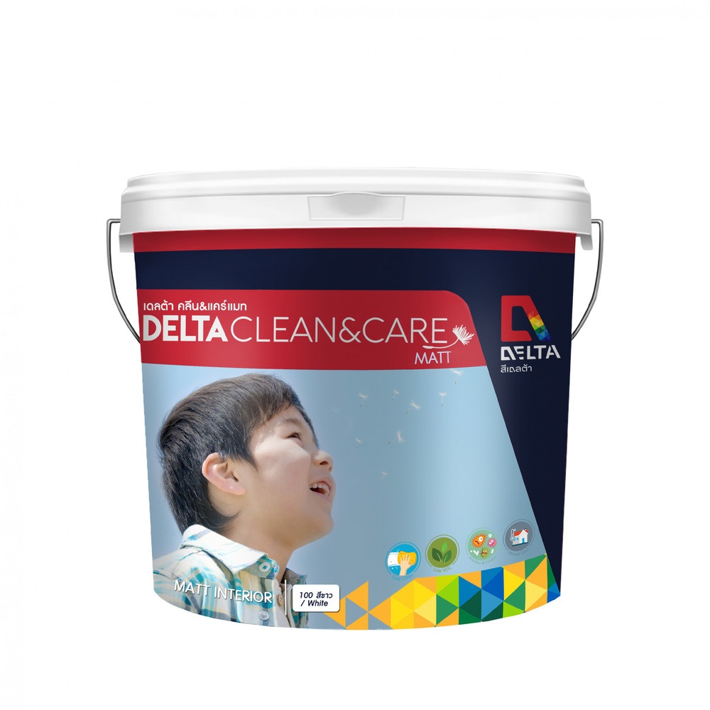 Delta สีน้ำอะครีลิค เดลต้า คลีน&แคร์ ทาภายใน ด้าน เบส A 9 ลิตร