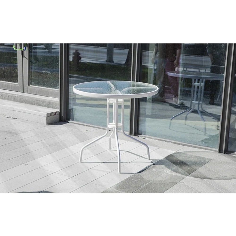 SUMMER SET โต๊ะเหล็กกลมหน้ากระจก ขนาด60x60x70 ซม. สีขาว