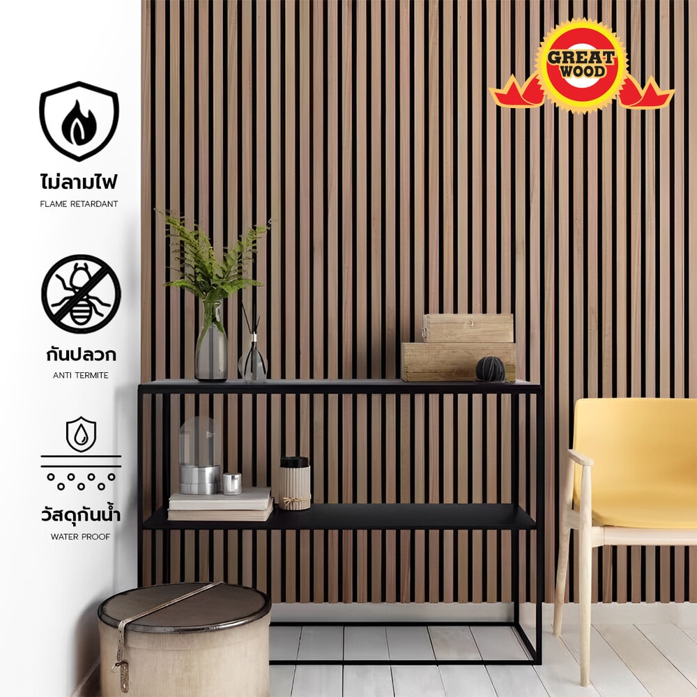 GREAT WOOD ไม้ผนัง WPCร่องใหญ่ รุ่น P27-175-1 ขนาด175X27.5X3000มม.Teak