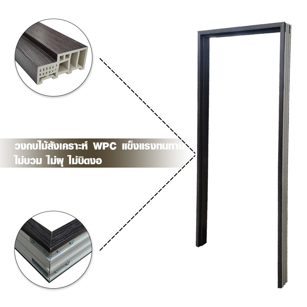 WELLINGTAN วงกบประตู WPC รุ่น HMD208 ขนาด 80x200x10cm สีวอลนัล
