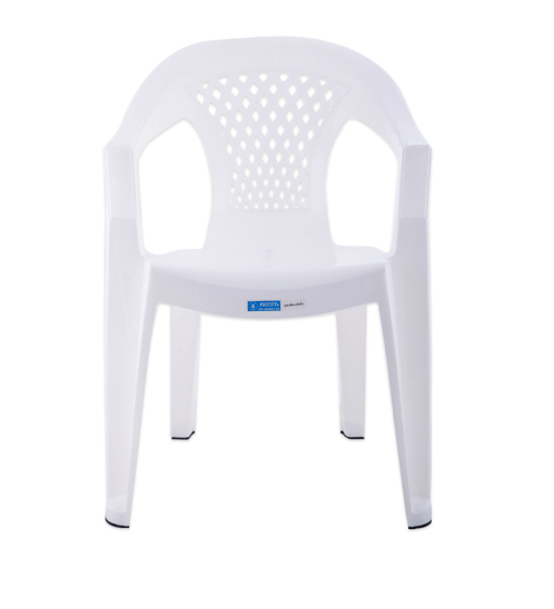 FREEZETO เก้าอี้พลาสติกท้าวแขน หลุยส์ FT-228/A สีขาว