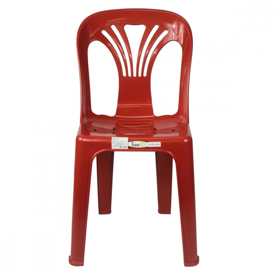 Tree O เก้าอี้พลาสติกพนักพิง หยก FT-220/B สีแดง
