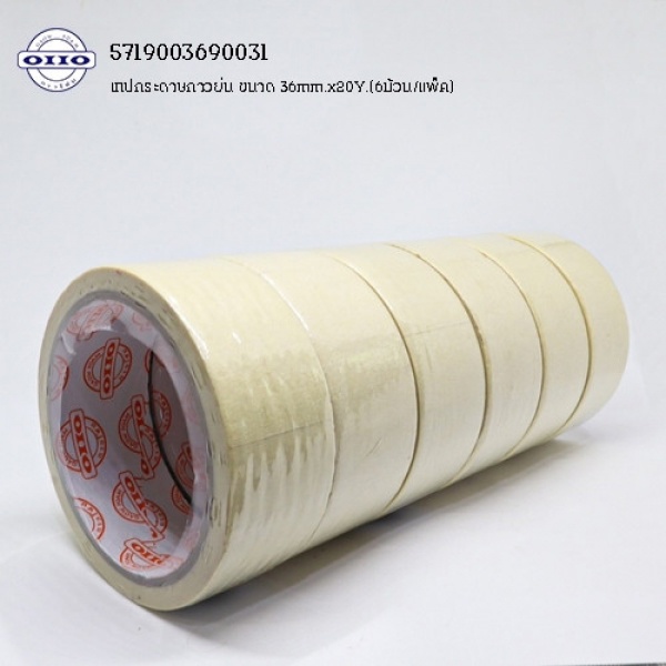 OHO เทปกาวย่น 36มม.x20หลา (6ม้วน/แพ็ค) GF - MT