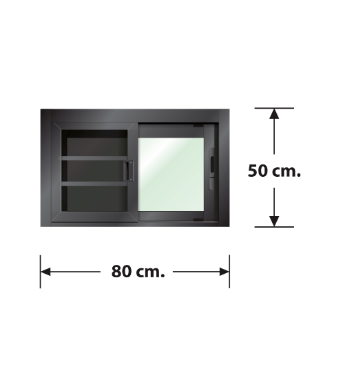 3G หน้าต่างบานเลื่อนสลับ SS (PS) ขนาด 80cm.x50cm. พร้อมมุ้ง PRIME สีดำ