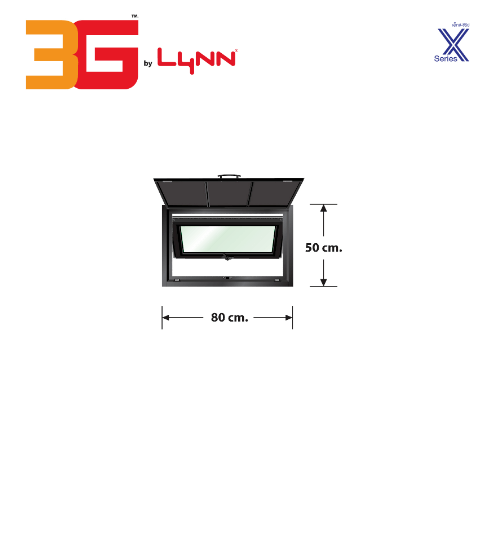 3G หน้าต่างบานกระทุ้งเดี่ยว+ชุดมุ้งลวด X (0.80 x 0.50) X-SERIES สีดำ