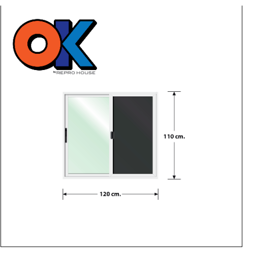 3G หน้าต่างอลูมิเนียมบานเลื่อนพร้อมมุ้ง Series ขนาด 120x110ซม. OK สีขาว