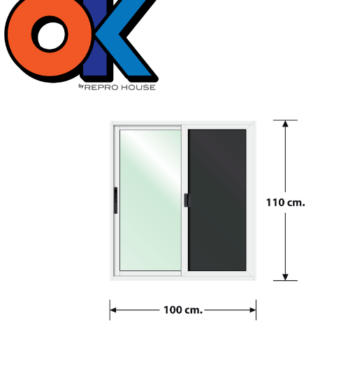 3G (OK) หน้าต่างอะลูมิเนียม บานเลื่อน SS 100x110ซม. สีขาว พร้อมมุ้ง