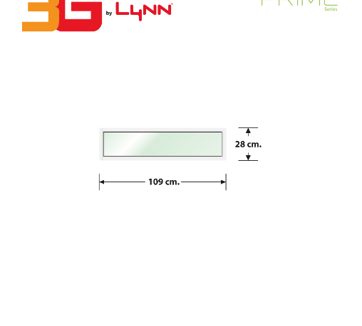 3G หน้าต่างอลูมิเนียมช่องแสงติดตาย ขนาด 109x28 ซม. Prime สีขาว