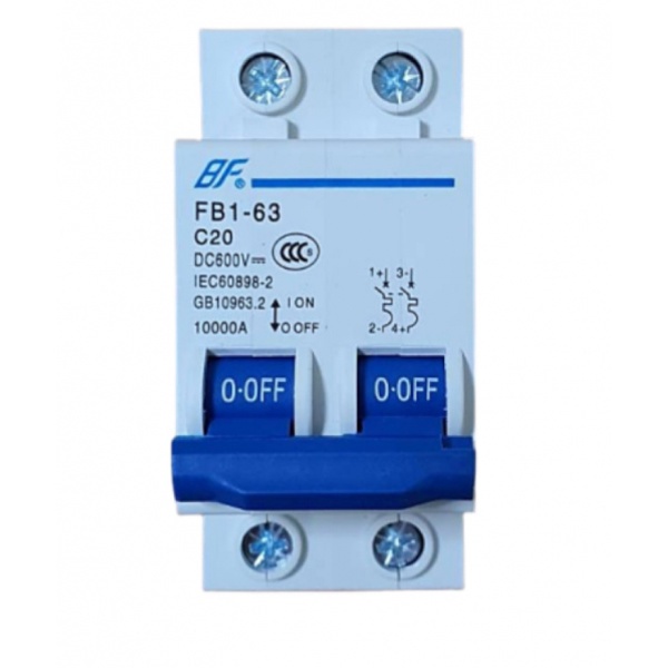 BF เซอร์กิตเบรกเกอร์ DC 2P 32A สีฟ้า