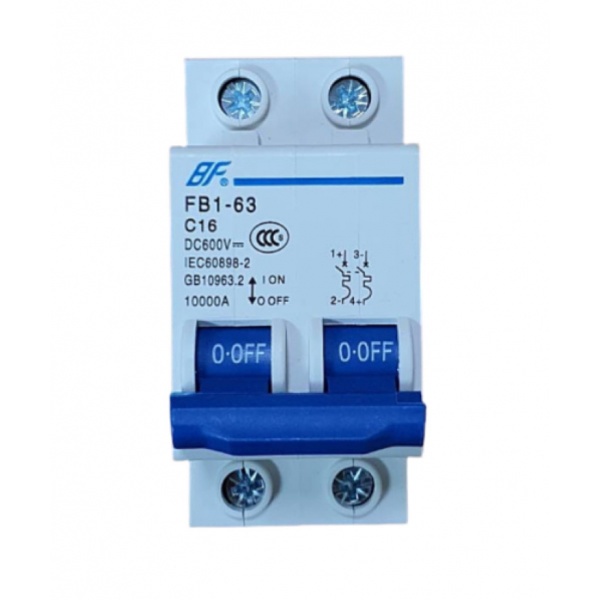 BF เซอร์กิตเบรกเกอร์ FB1-63 DC 1P 16A สีฟ้า